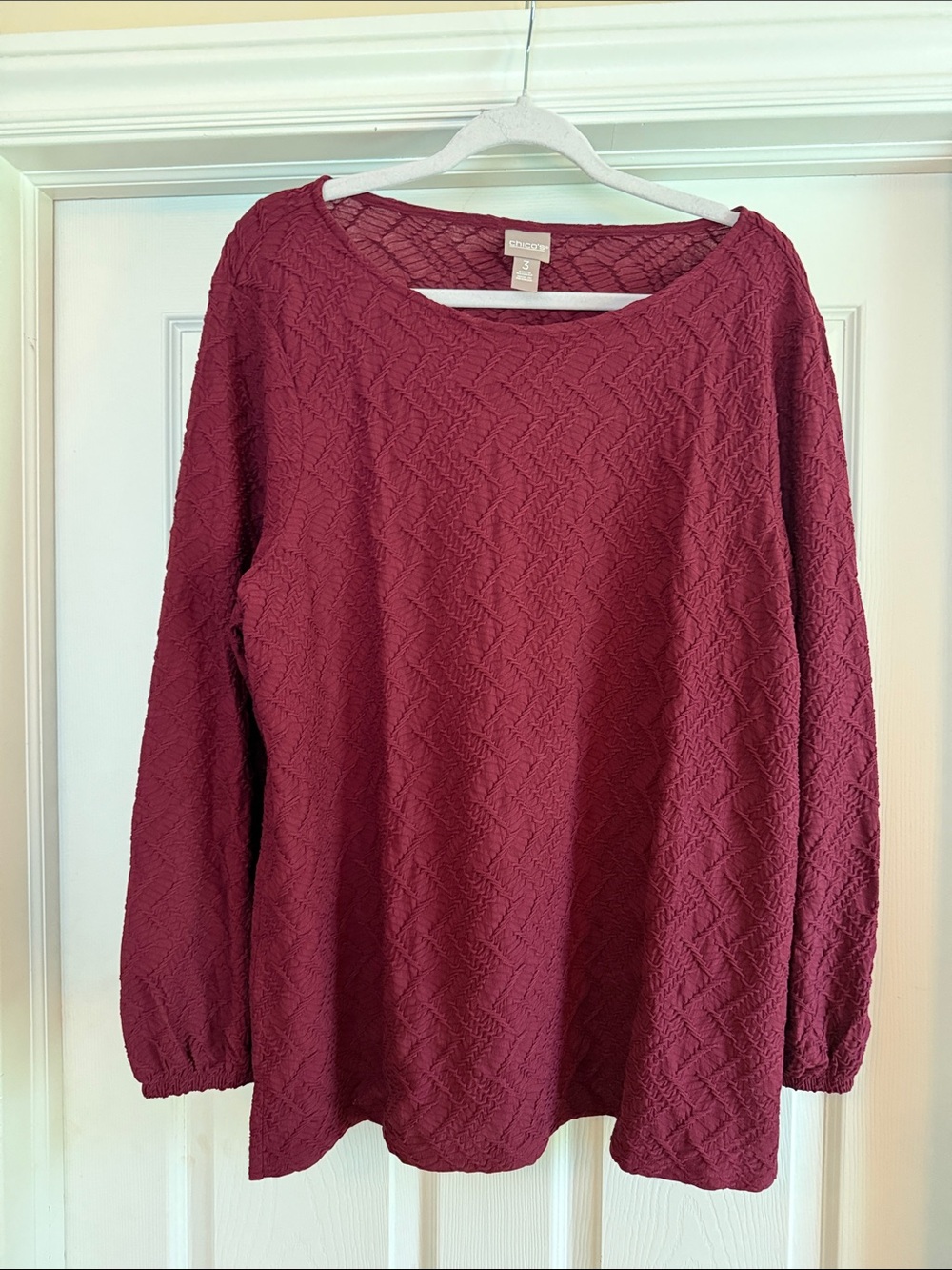 Chico's Wine Textured Long-Sleeve Tunic